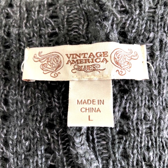 Long Sleeve Poncho/Cape-Like Charcoal Grey Cardigan Sweater - Large - Picture 12 of 13